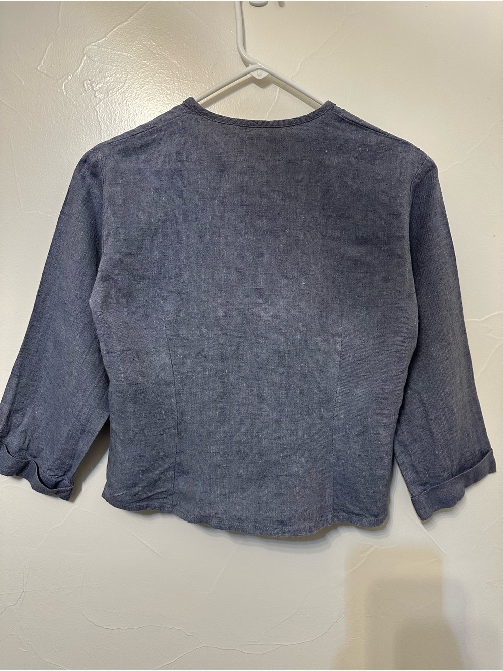 FLAX Linen Button-Front Top in Chambray blue - Picture 2 of 3